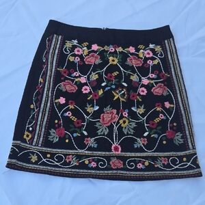 Braeve Embroidered Floral Black Skirt